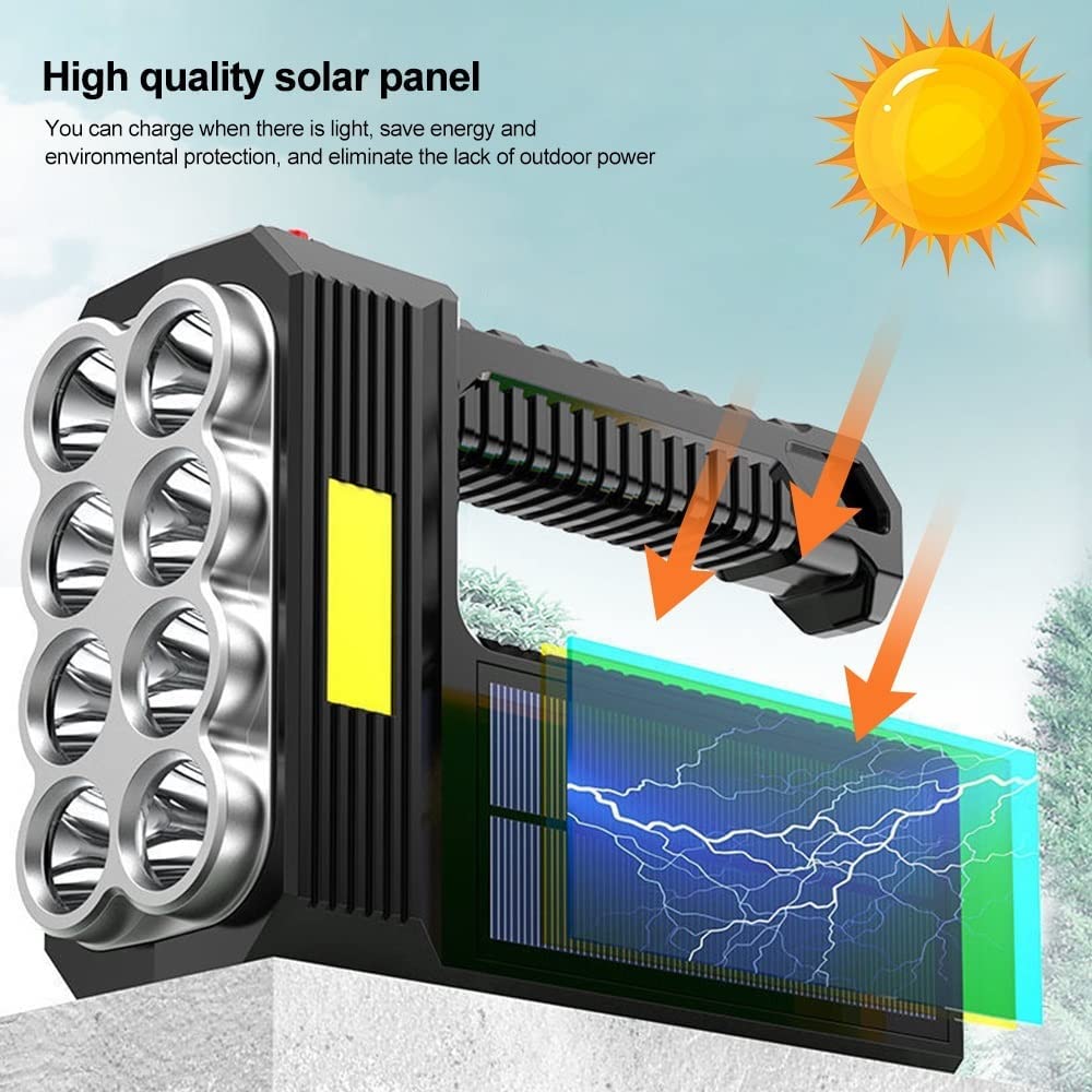 LED Αδιάβροχος Επαναφορτιζόμενος Φακός - Power Bank 20W με Ηλιακό Πάνελ και 4 Λειτουργίες Φωτισμού 5117-1 - 325022